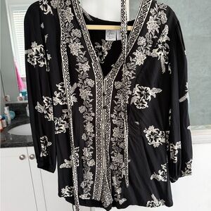 Black and white floral romper